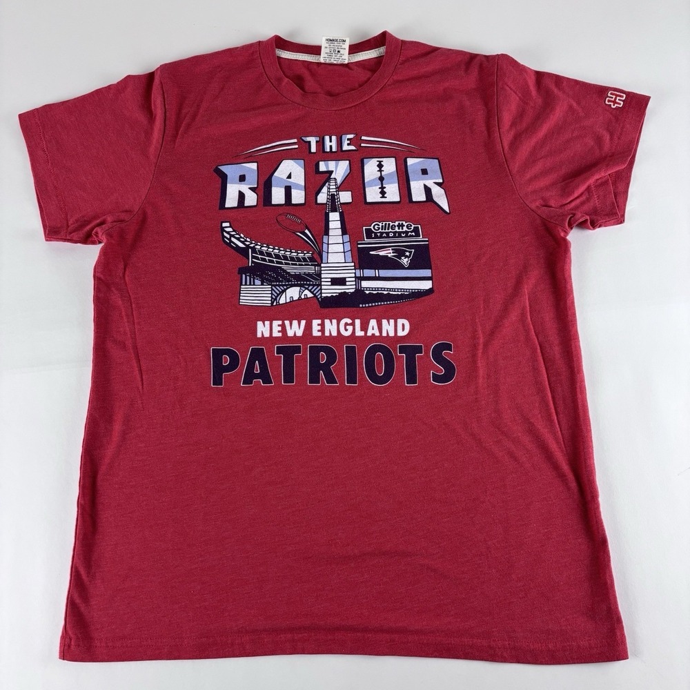Homage NFL Patriots Large Tee The Razor New England‎ Red T-shirt  Gillette